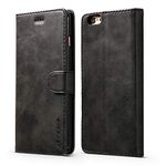 ZTOFERA Leather Case for iPhone 5 5S SE,Ultra Slim [Magnetic Closure] Retro Vintage TPU Folio Flip Wallet Stand with [Card Slots] Cover for iPhone 5/5S/SE - Black