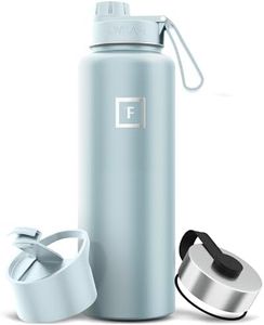 IRON °FLASK Sports Water Bottle - Wide Mouth with 3 Spout Lids - Stainless Steel Gym & Outdoor Bottles for Men, Women & Kids - Double Walled, Insulated Thermos, Metal Canteen - Morning Mist, 40 Oz