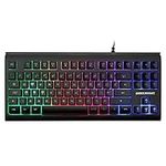 Lumsburry Rainbow LED Backlit 88 Keys Gaming Keyboard(UK Layout), Compact Keyboard with 12 Multimedia Shortcut KeysUSB Wired Keyboard for PC Gamers Office