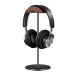 Headphone Stand, Walnut Wood & Aluminum Headset Stand, Nature Walnut Gaming Headset Holder with Solid Heavy Base for All Headphones (Black)