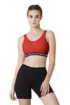 Van Heusen Proactive Women Sports Bra - Cotton Elastane - Anti Bacterial, Wireless, Non Padded, Full Coverage, Light Impact Tomato Red