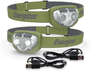 Energizer Rechargeable LED Headlamp, IPX4 Water Resistant, High-Powered Bright LED, Multiple Light Modes, Best Headlight for Camping, Running, Outdoors, Emergency Light, USB Included