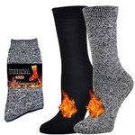 Jormatt 2 Pairs Women Thick Thermal Socks with Non Slip Grips Insulated Heated Boot Warm Soft Fleece Boot Socks Winter Cold Weather,Women Shoe Size 4-10