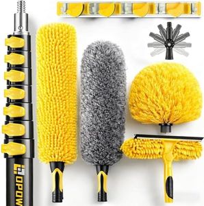 34 Foot High Ceiling Duster Kits with 7-28ft Heavy Duty Extension Pole, High Reach Duster for Cleaning,Microfiber Feather Duster,Cobweb Duster,Ceiling Fan Duster,Window Squeegee & Cleaner