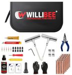 WILLIBEE 17-in-1 (Pack of 20 Strips) Tubeless Tyre Puncture Repair Kit for Car & Bike | Heavy-Duty Metal Handle Puncher Kit (Includes Storage Bag) | Complete Emergency Tyre Fix Set