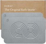Dorai Home Stone Bath Mat Set - Premium Diatomaceous Earth Bath Floor Mats with Non-Slip Base, Fast-Drying Modern Shower Mat for Bathroom | Zen Ash, 2 Pack - 23.6"x15.4"
