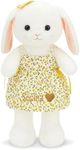 Personalized Easter Bunny Rabbit Plush Doll, 15.7 Inch Bunny Stuffed Animal Embroidered Child's Name, Custom Cute Plushies Toy for Baby Girls, Flower Girl Newborn Gift Yellow Dress