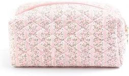 Makeup Bag Quilted Cosmetic Bag Floral Large Pouch Coquette Toiletry Bag Travel