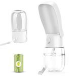 Gezimetie Dog Water Bottle - Foldable Dog Water Dispenser for Walking with Dog Waste Bag, Portable Pet Water Bottle for Travel, BPA Free Water Bottle for Cat, Rabbit,Puppy and Other Animal 300ML
