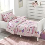 Bloomsbury Mill - Cot Bed Duvet Cover Set - Toddler Bedding Set For Girls - Unicorn, Rainbow & Princess Kids Bedding - Pink Cot Duvet Cover & Pillow Case Set - 120x150cm