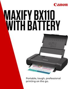 Canon MAXIFY BX110 Wireless Compact Printer – Rechargeable Battery, A4 Printing