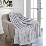 RayyanLinen Waffle Honey Comb Throw Blanket Super Soft Luxurious Versatile Sofa Bedspread Travel Throw (GREY SILVER, DOUBLE - 150 x 200CM)