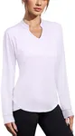 COOrun Long Sleeve Workout Tops for Women Yoga Athletic Casual Tops Gym Running Breathable Shirt Quick Dry White Large