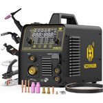 H HZXVOGEN 200A MIG Welder, 6-in-1 Multi-Process Welder, Gas/Gasless MIG, HF TIG, Spot Welding, Plasma Cutting, Stick, 220V IGBT Aluminum Welding Machine with Synergic/Man Mode, Max 40A Plasma Cutter