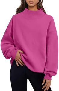 Trendy Queen Womens Oversized Sweatshirts Turtleneck Pullover Long Sleeve Hoodies Tops Fall Fashion Outfits 2026 Clothes HotPink XS