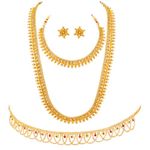 Peora Combo of Gold Plated Maharani Necklace Set with Adjustable Waist Belt Kamar Bandh Gift for Women