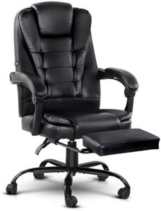 Artiss Ergonomic Office Chair Leather with 2 Points Vibration and Footrest, Executive Office Chairs 150° Recliner Big and Tall Gaming Chair Swivel, Black