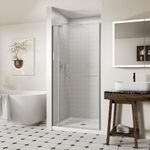 ACE DECOR 32-36" W x 72" H Frameless Pivot Shower Door, Pivot Swing Shower Glass Door with 1/4" (6mm) and 5/16" (8mm) Tempered Glass, Brushed Nickel Finish, Reversible Installation