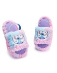 Disney Lilo & Stitch Womens Slippers | Ladies Stitch Character Heart Slider Slippers in Pink & Blue | Adult Slip On Indoor House Shoes with Fur & Elastic Heel Strap | Animation Movie Merchandise Gift