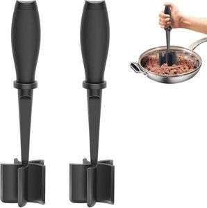 Meat Chopper for Hamburger, Premium Heat Resistant Masher and Smasher for Ground Beef, Ground Turkey and More, Nylon Ground Beef Chopper Tool and Meat Fork, Non Stick Mix Chopper (Deep black)