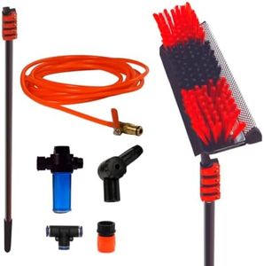 STARLYF Teleskop-Reinigungsbürste bis zu 4,6 m, wasserbetrieben, Dachrinnenreinigungsbürste, Dachrinnenreinigung, Reinigung von Solarzellen (7 m Teleskopbürste), Telescopic Hydrocleaner