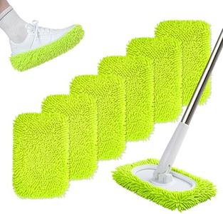 6 Pack Reusable Microfiber Mop Pads Compatible with Swiffer Sweeper, Replacement Swiffer Mop Pads Duster Pad, Washable Chenille Flat Mop Refills for Mopping Floor Cleaning (Mop is not Included)