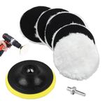 5 Pcs Polishing Pads for Drill, 4 Inch Car Polishing Pads for Drill, Wool Car Polishing Pads, Drill Buffer Attachment with M10 Drill Adapter & Back Pad, for Car Furniture Polishing Waxing