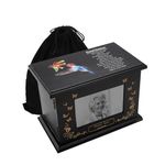 Cremation Urns for Human Ashes, Wooden Urns Box with Picture Frame, Funeral Memorial Urns for Adult Male Female, Decorative Urn Burial Urn with Velvet Bag, Holds Up to 200 LBS (Black-Hummingbird)