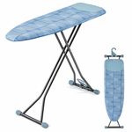 APEXCHASER Ironing Board, Iron Board with Silicon Iron Rest, Extra Thick Heat Resistant Cover, Height Adjustable, Wall Mount & Closet Hanger Heavy Duty Legs 13x43 Blue