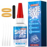 GLOWPOINT 35g Shoe Glue, Instant Shoe Glue Sole Repair, Clear Strong Adhesive for Sneakers, Boots, Leather, Heels and More, with Sanding Stick, Elastic Bands & Precision Droppers, Waterproof - 1 Pack