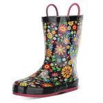 Western Chief Rain Boots with Pull on Handles for Toddlers and Kids - Premium Waterproof Boots for Boys and Girls, Floral Swirl, 9 Toddler