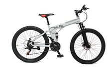 Unisex Shanti A1 Mtb 26 * 2 Inches Wheels, Folding Cycle With 21 Speed Shimano Gear, Dual Disc Brakes, Front Suspension (White), 18 Inches