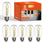 OMED Fishbone LED Filament Vintage Edison Light Bulbs, T45/T14 E26 4W Antique Tubular Edison Bulbs 40 Watt Equal, 400LM 4000K Daylight White Spiral Retro Tube Edison Bulbs, Clear Glass, 6 Pack