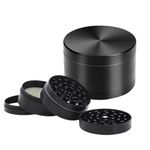 Dinghaole Herb Grinder, Four Piece Black Premium Zinc Alloy Herb Grinder, Portable Zinc Alloy Metal Grinders with Sifter and Magnetic Top for Dry Herb and Spices, Black 40mm