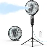 Misting Fan Portable, 20000mAh 12-Inch Outdoor Misting Fan for Patios Outside, 2 In 1 Pedestal & Tabletop Oscillating Fans with Misting Kit, Rechargeable Cooling Fans with Remote/Mist/7 Gear/Timer