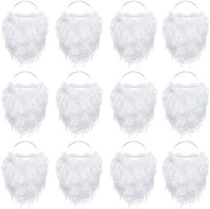 12 Pieces Funny Santa Beard Costume White Beard Christmas Santa Claus Beard Costume Accessories for Boys Girls and Adults Disguise Santa Claus on Christmas Party