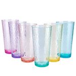 26-Ounce Acrylic Highball Glasses Plastic Tumbler Larger Drinking Glasses, Set of 6 Multicolor