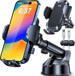 [Upgrade 80LBS Strong Suction] YRU Car Phone Holder Mount,[Bumpy Road Stable] Dashboard Cell Phone Holder for Car Air Vent Windshield Phone Stand for 15 14 13 Pro Max Samsung, Black