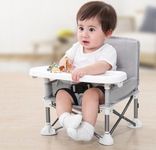 Olpad Baby Seat Booster High Chair, Portable Space Saving Booster Chair,Portable High Chair Folding Feeding Booster Safety Belt/Food Tray/Travel Bag, Aluminum Alloy Children Dining Chair(baby chair folding with Tray for Baby)