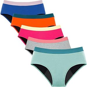 Mordlanka Teen Period Underwear Menstrual Panties for Girls Heavy Flow Leakproof Protective Briefs First Period Kit for Girls, 5 Pack, XX-Small