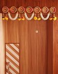 PREETENCY:-Jaipuri Multi Ring with Marigold Flowers, Vintage Traditional Multi Zula Pearl Plastic Beads Handmade Door Hanging/Bandarwal/Toran for Door(37 inch Length), Multicolor, Medium