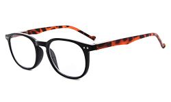 Eyekepper Retro Reading Glasses for Women Reading +3.50 Black Frame Tortoise Arms Mens Readers Eyeglasses