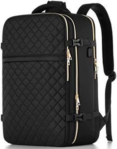 MOMUVO Large Travel Backpack Women, Flight Approved Carry On Backpack, Water Resistant Anti-Theft Large Casual Daypack Fit 17 Inch Laptop with USB Charging Port, Black