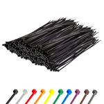 Gocableties Black Cable Ties, 300mm x 4.8mm, Bulk Pack of 1000, 12” Premium Nylon Zip Ties, Multi-Purpose Plastic Tie Wraps, Secure Self-Locking Mechanism, for Home, Garden, Office and DIY