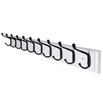 Dseap Coat Rack Wall Mounted with 10 Hooks, 97cm Long, Wood Coat Hooks Hanger Wall Mount, Hook Rack, Hook Rail, for Hanging Coats Hats Towels Jackets Clothes, White & Black