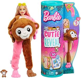 Barbie Cutie Reveal Serie Amigos de la Jungla Mono Disfraz Revela una muñeca articulada con Mascota y Accesorios Sorpresa de Moda, Juguete +3 años (Mattel HKR01)