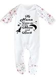 'My Nana Loves Me to The Moon and Back' Baby Boy Girl Sleepsuit Designed and Printed in the UK Using 100% Fine Combed Cotton (UK, Age, 0 Months, 3 Months, White/Pink Stars)