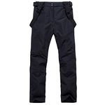 YEEFINE Men's Waterproof Snow Ski Pants Insulated Warm Winter Outdoor Snowboard Bibs with Suspenders(Black,XL)