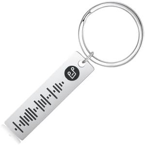 ALBERTBAND Portachiavi per Donna Portachiavi Personalizzato Scannable Music Portachiavi con codice Spotify Personalizza il tuo portachiavi musicale (1 pcs-Silver)