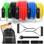 FABPOSTURE Resistance Bands for Workout for Men and Women (1 Year Warranty) - Unbreakable Resistance Tubes (150 LBS) with Exercise Guide for Home & Gym Workout - Toning Tube Kit with Handles